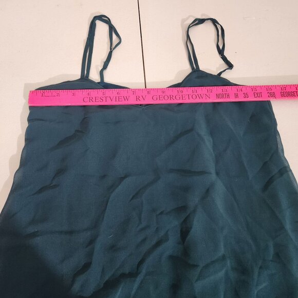 White House Black Market Tank Top XS Petite Teal Pleated Whimsigoth Coquette - Picture 7 of 14